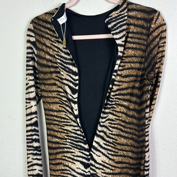 Meshki Tiger Animal Print Bodycon Midi Dress size Medium - Picture 7 of 10
